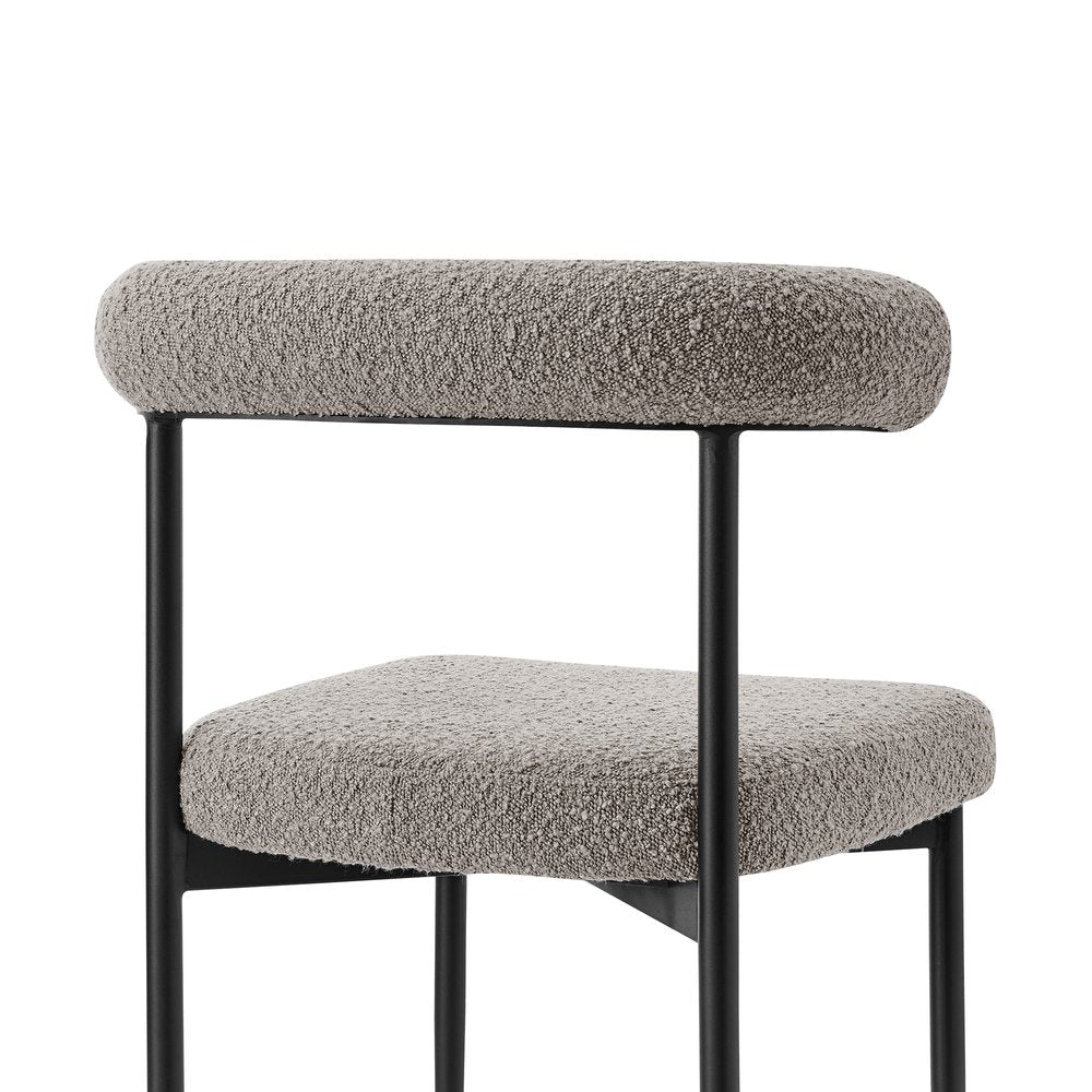 Set of Two Gray And Black Upholstered Polyester Open Back Dining Side Chairs HomeRoots