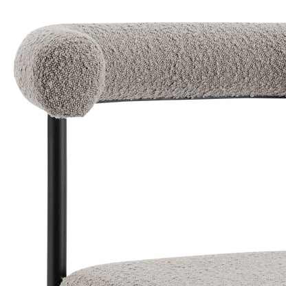 Set of Two Gray And Black Upholstered Polyester Open Back Dining Side Chairs HomeRoots