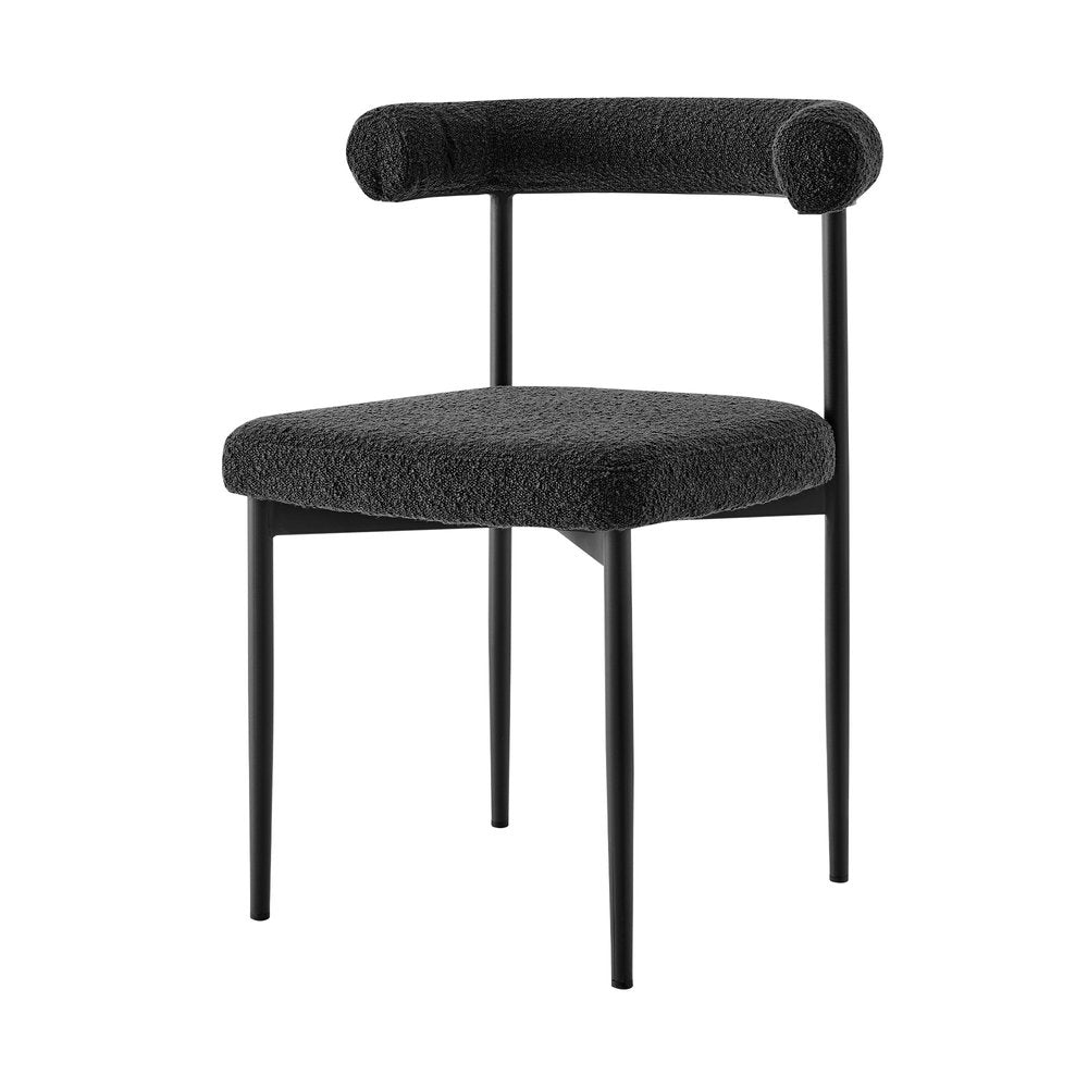 Set of Two Black Upholstered Polyester Open Back Dining Side Chairs HomeRoots