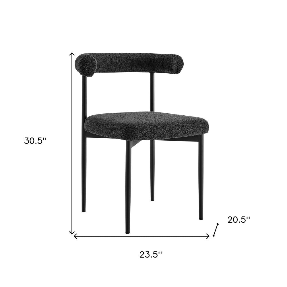 Set of Two Black Upholstered Polyester Open Back Dining Side Chairs HomeRoots
