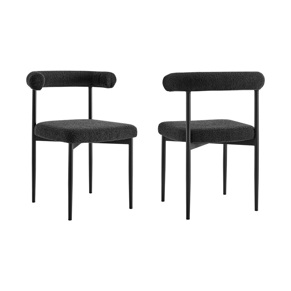 Set of Two Black Upholstered Polyester Open Back Dining Side Chairs HomeRoots
