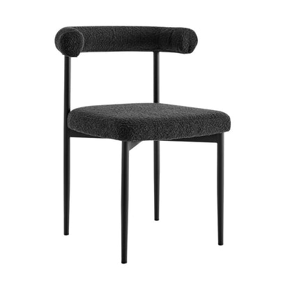 Set of Two Black Upholstered Polyester Open Back Dining Side Chairs HomeRoots