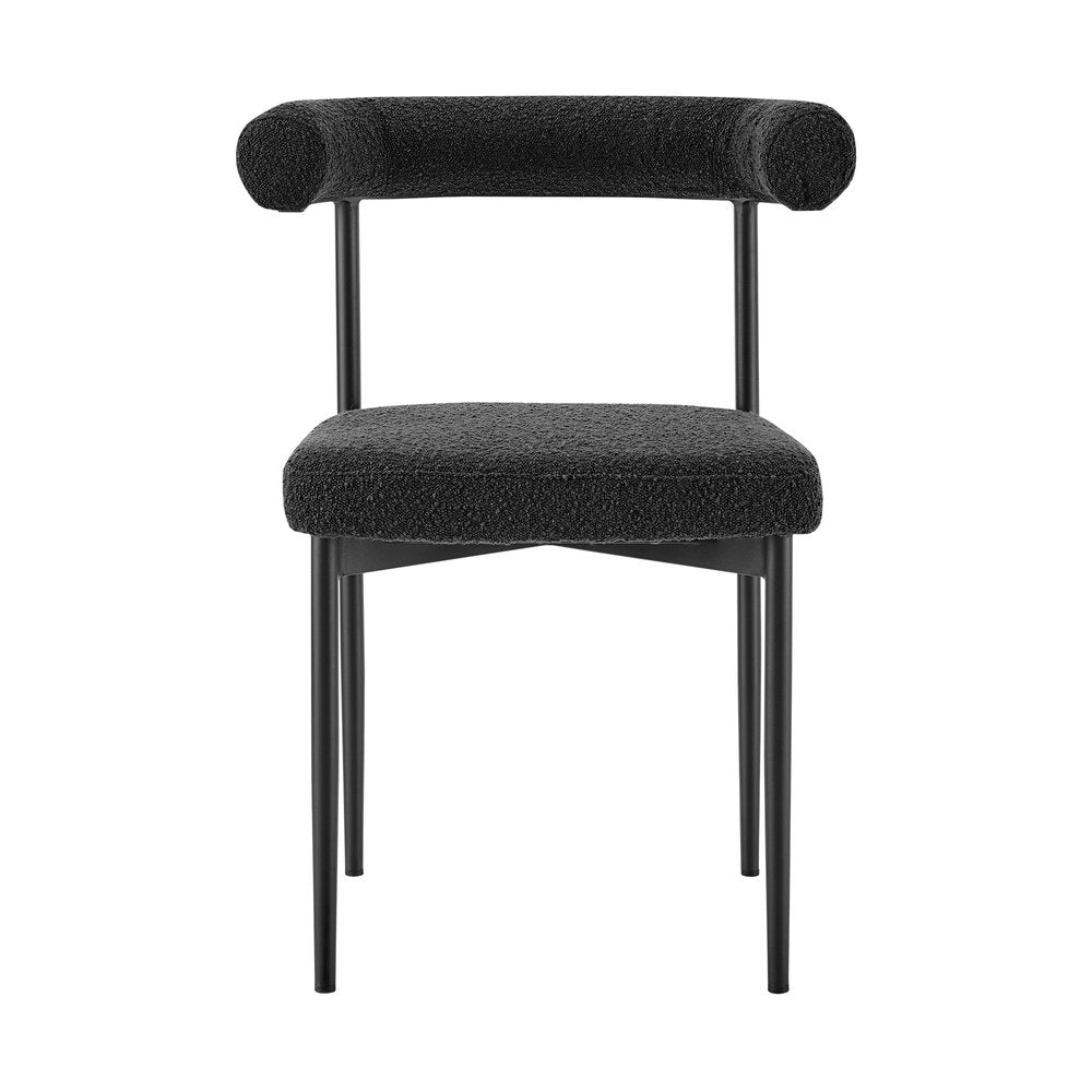 Set of Two Black Upholstered Polyester Open Back Dining Side Chairs HomeRoots