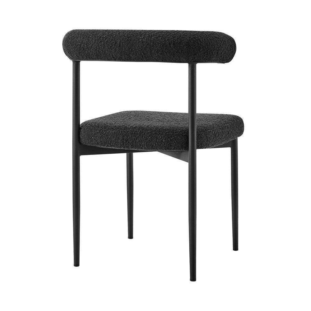 Set of Two Black Upholstered Polyester Open Back Dining Side Chairs HomeRoots