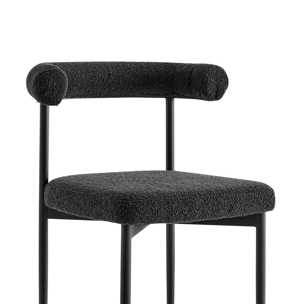 Set of Two Black Upholstered Polyester Open Back Dining Side Chairs HomeRoots