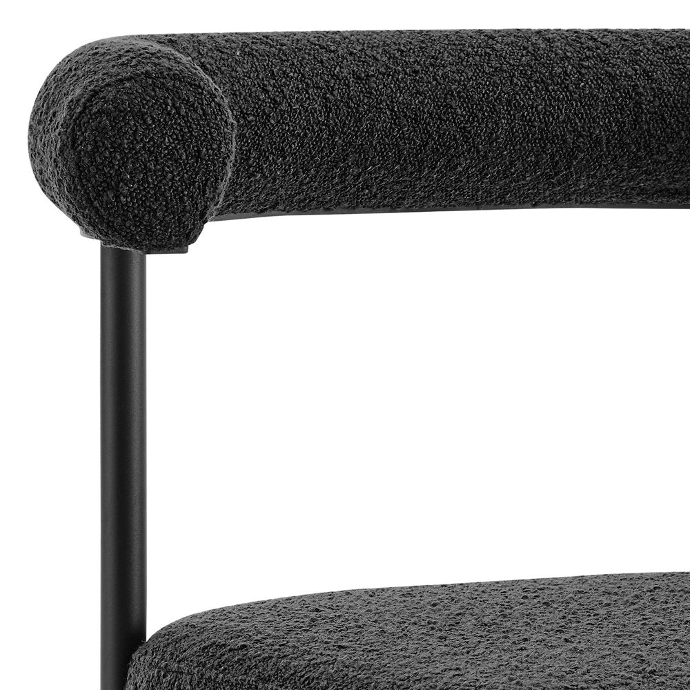 Set of Two Black Upholstered Polyester Open Back Dining Side Chairs HomeRoots