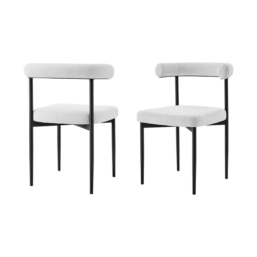 Set of Two Gray And Black Upholstered Polyester Open Back Dining Side Chairs HomeRoots