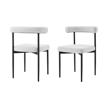 Set of Two Gray And Black Upholstered Polyester Open Back Dining Side Chairs HomeRoots