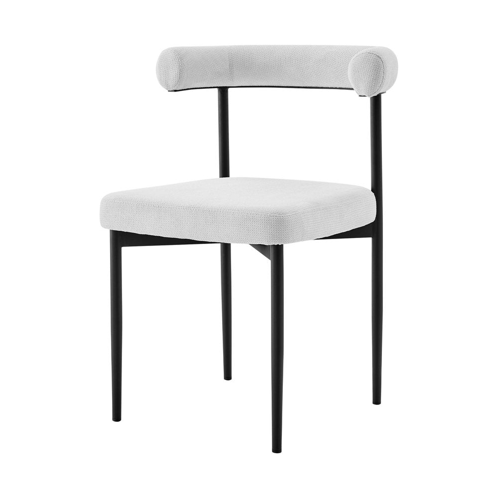 Set of Two Gray And Black Upholstered Polyester Open Back Dining Side Chairs HomeRoots