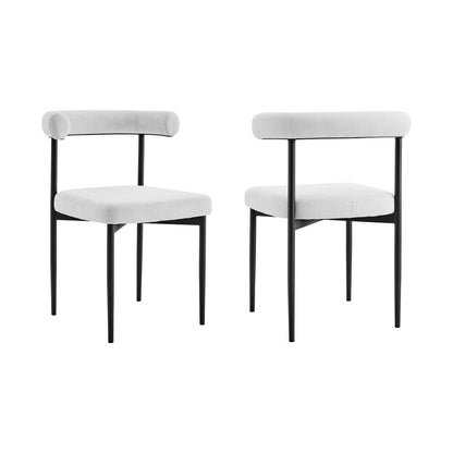 Set of Two Gray And Black Upholstered Polyester Open Back Dining Side Chairs HomeRoots