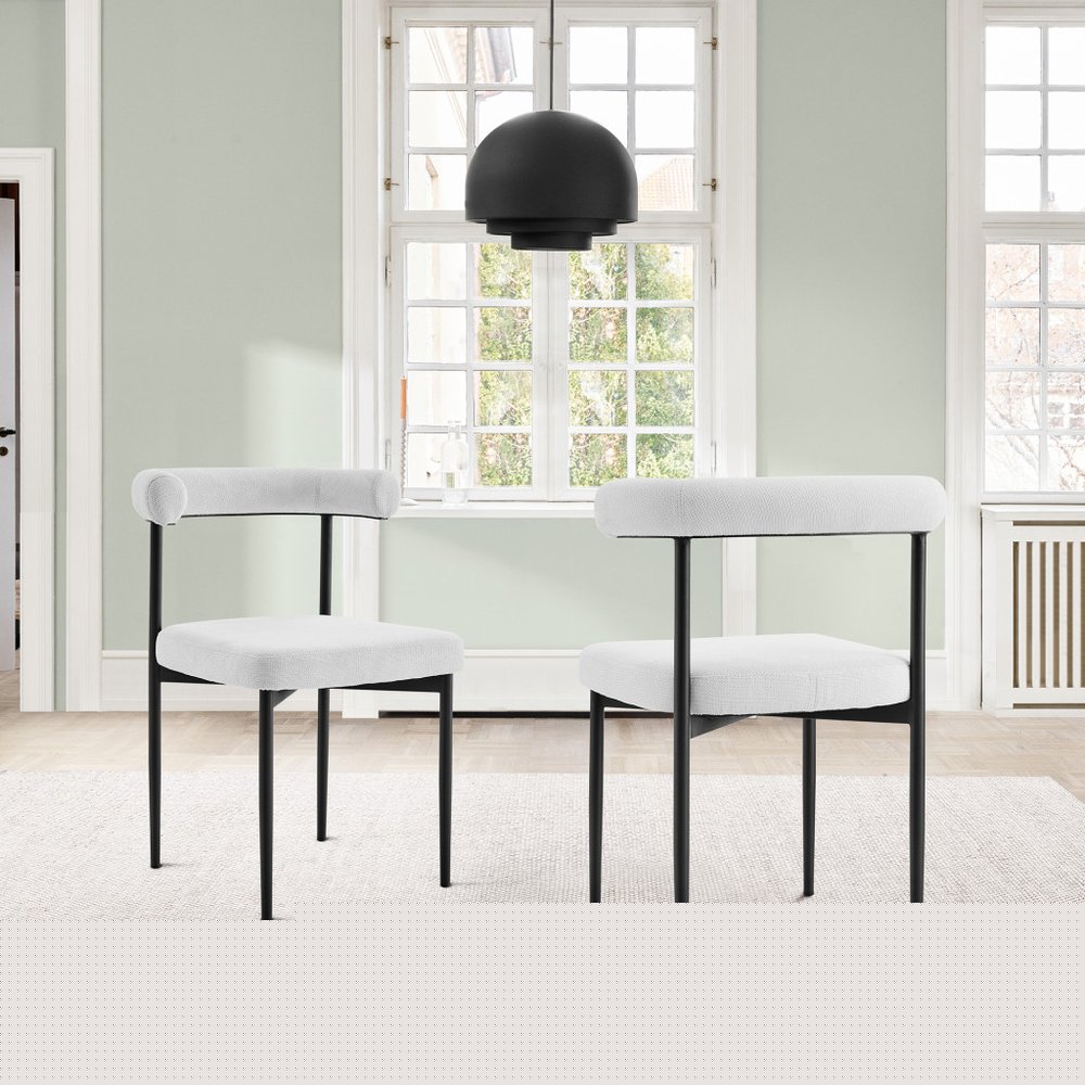 Set of Two Gray And Black Upholstered Polyester Open Back Dining Side Chairs HomeRoots