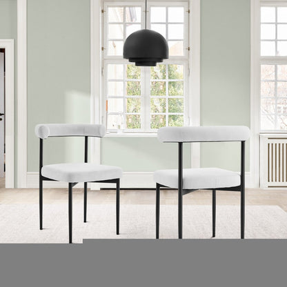 Set of Two Gray And Black Upholstered Polyester Open Back Dining Side Chairs HomeRoots