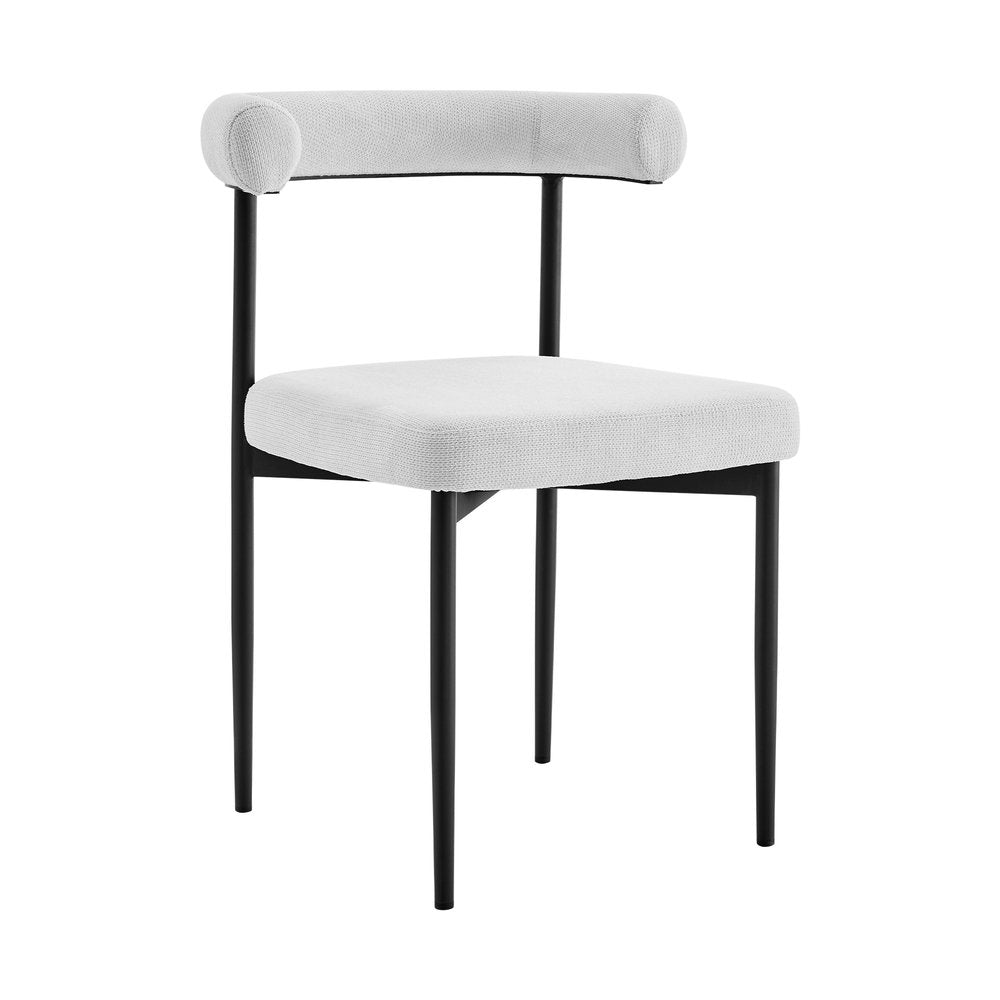 Set of Two Gray And Black Upholstered Polyester Open Back Dining Side Chairs HomeRoots
