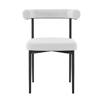 Set of Two Gray And Black Upholstered Polyester Open Back Dining Side Chairs HomeRoots