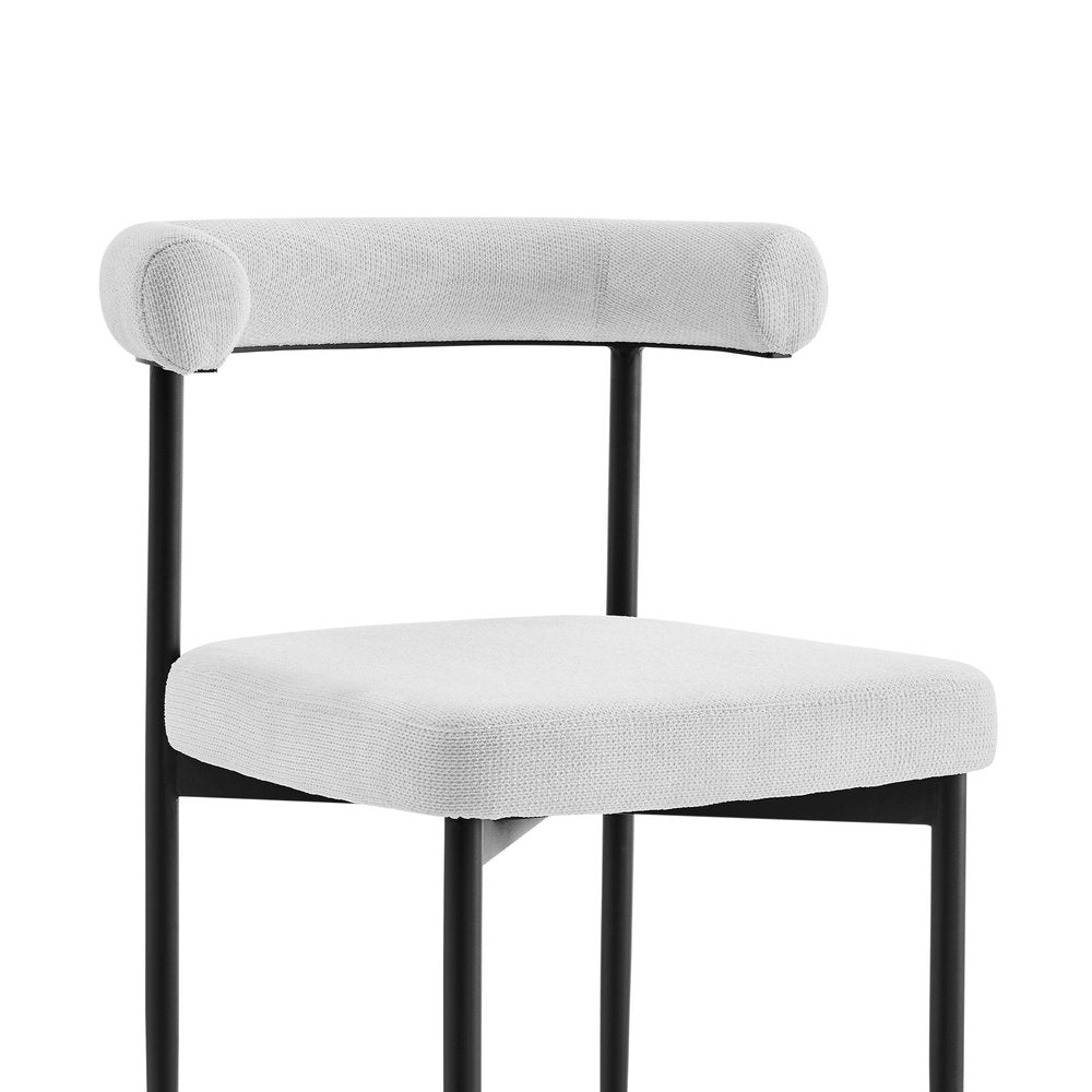 Set of Two Gray And Black Upholstered Polyester Open Back Dining Side Chairs HomeRoots