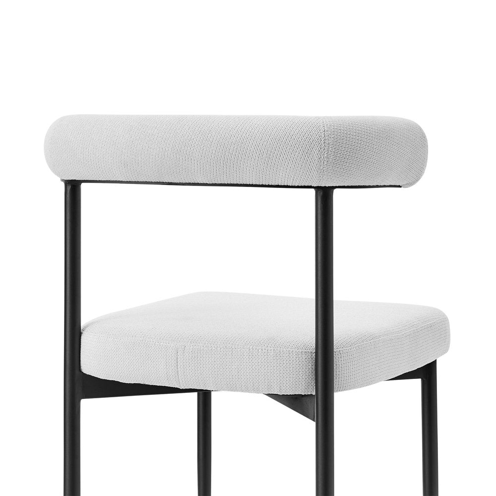 Set of Two Gray And Black Upholstered Polyester Open Back Dining Side Chairs HomeRoots