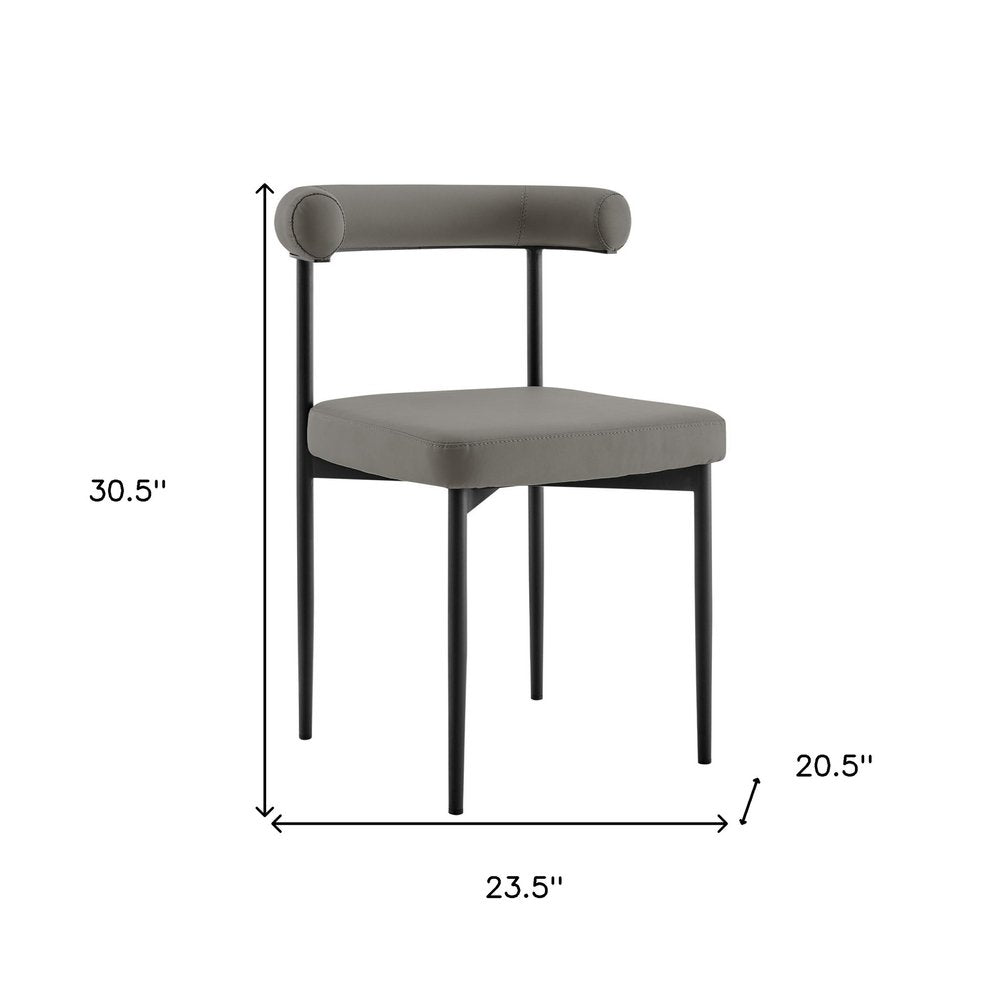 Set of Two Gray And Black Upholstered Faux Leather Open Back Dining Side Chairs HomeRoots