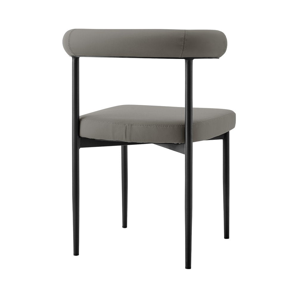 Set of Two Gray And Black Upholstered Faux Leather Open Back Dining Side Chairs HomeRoots