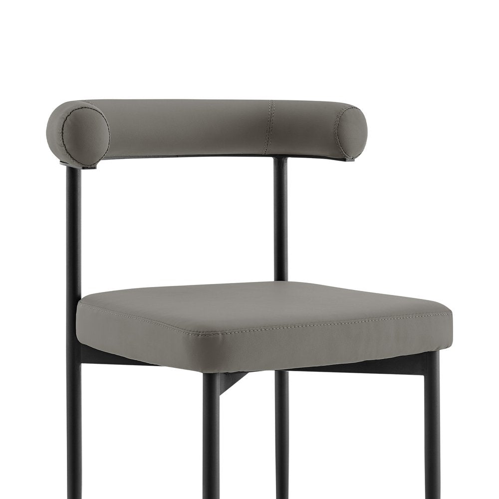 Set of Two Gray And Black Upholstered Faux Leather Open Back Dining Side Chairs HomeRoots