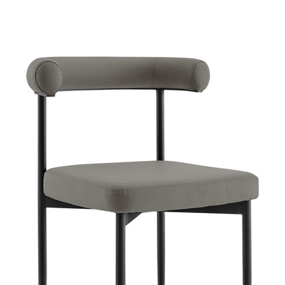 Set of Two Gray And Black Upholstered Faux Leather Open Back Dining Side Chairs HomeRoots