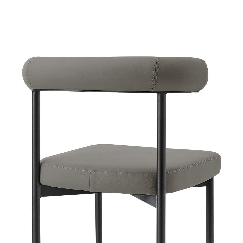 Set of Two Gray And Black Upholstered Faux Leather Open Back Dining Side Chairs HomeRoots