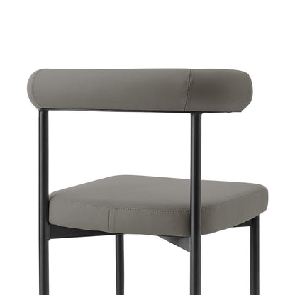 Set of Two Gray And Black Upholstered Faux Leather Open Back Dining Side Chairs HomeRoots