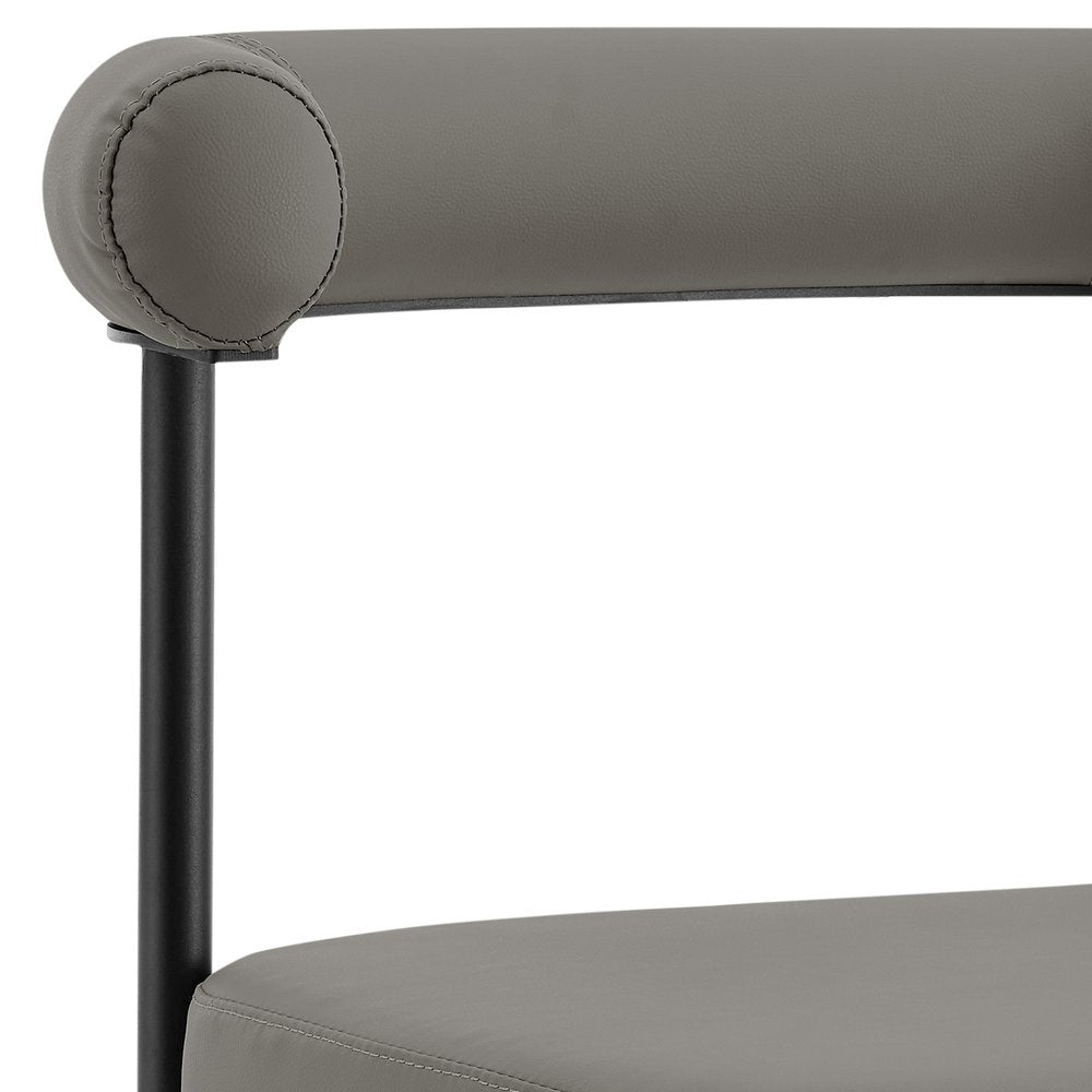 Set of Two Gray And Black Upholstered Faux Leather Open Back Dining Side Chairs HomeRoots