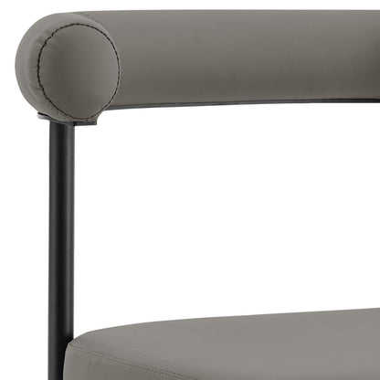 Set of Two Gray And Black Upholstered Faux Leather Open Back Dining Side Chairs HomeRoots