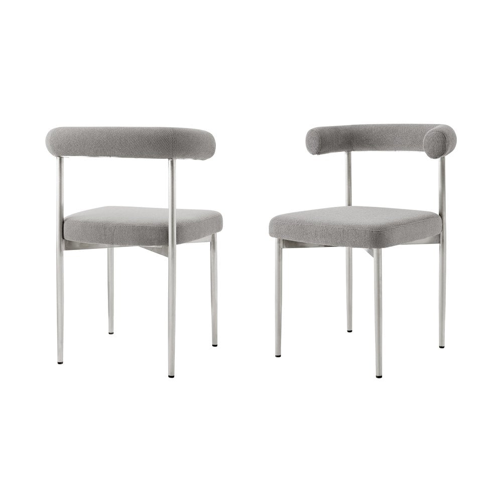 Set of Two Gray And Silver Upholstered Polyester Open Back Dining Side Chairs — view 7