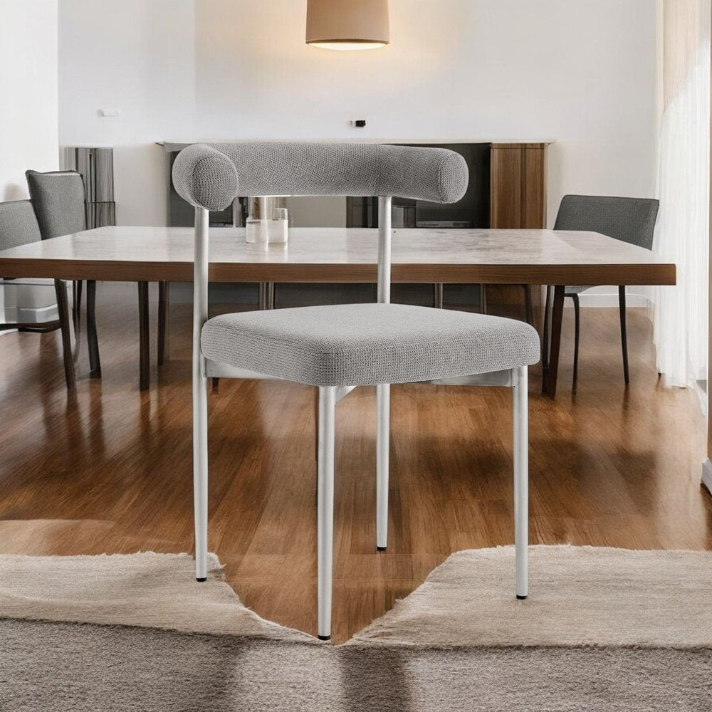 Set of Two Gray And Silver Upholstered Polyester Open Back Dining Side Chairs — view 1