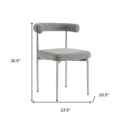Set of Two Gray And Silver Upholstered Polyester Open Back Dining Side Chairs HomeRoots