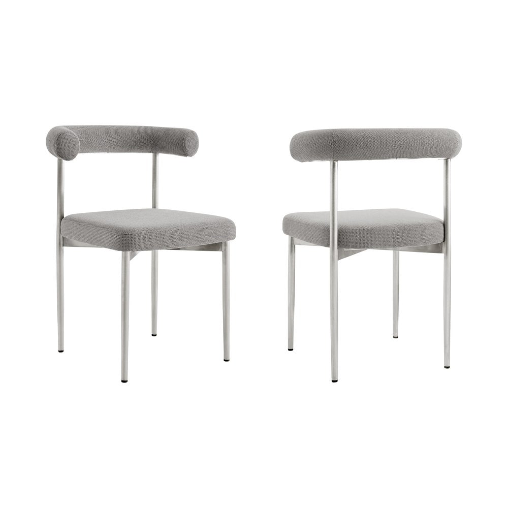 Set of Two Gray And Silver Upholstered Polyester Open Back Dining Side Chairs — view 6
