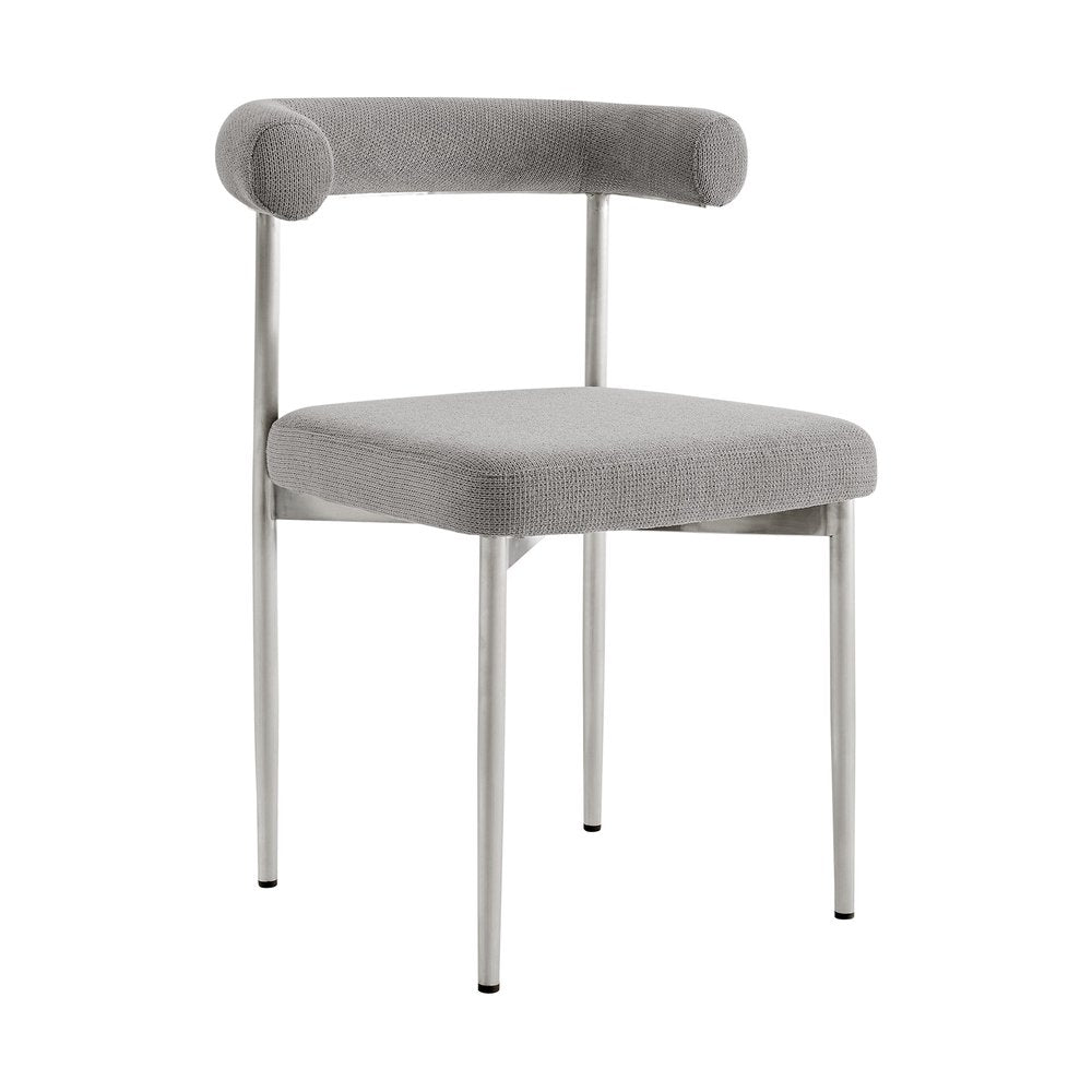 Set of Two Gray And Silver Upholstered Polyester Open Back Dining Side Chairs — view 3