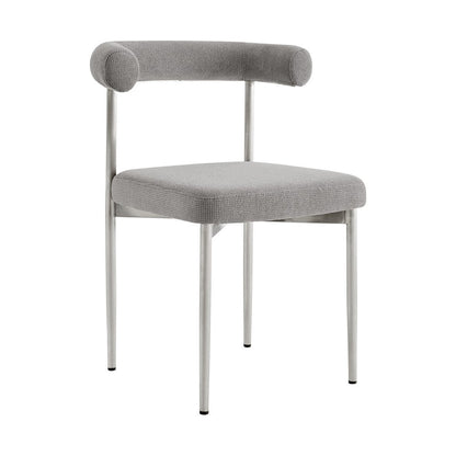 Set of Two Gray And Silver Upholstered Polyester Open Back Dining Side Chairs HomeRoots
