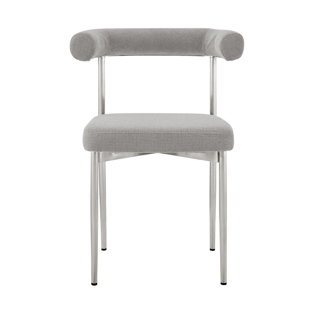 Set of Two Gray And Silver Upholstered Polyester Open Back Dining Side Chairs HomeRoots
