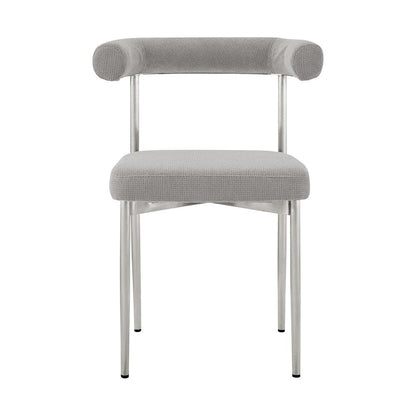 Set of Two Gray And Silver Upholstered Polyester Open Back Dining Side Chairs HomeRoots