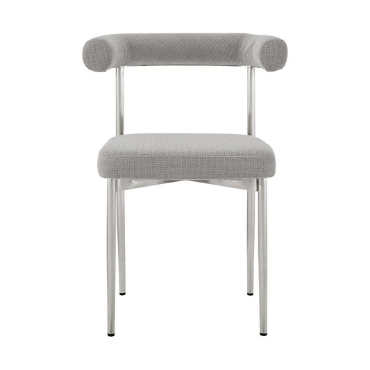 Set of Two Gray And Silver Upholstered Polyester Open Back Dining Side Chairs