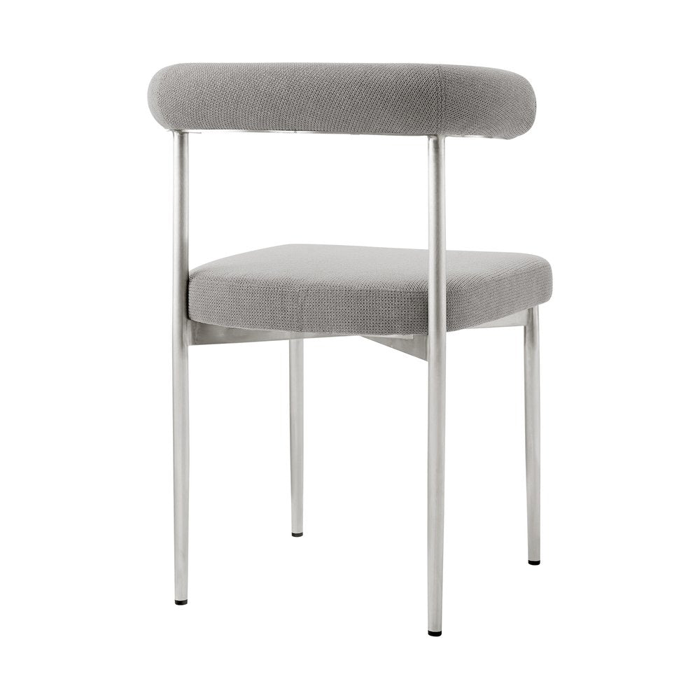 Set of Two Gray And Silver Upholstered Polyester Open Back Dining Side Chairs HomeRoots