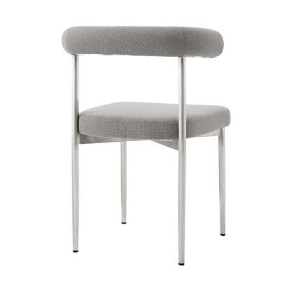 Set of Two Gray And Silver Upholstered Polyester Open Back Dining Side Chairs HomeRoots