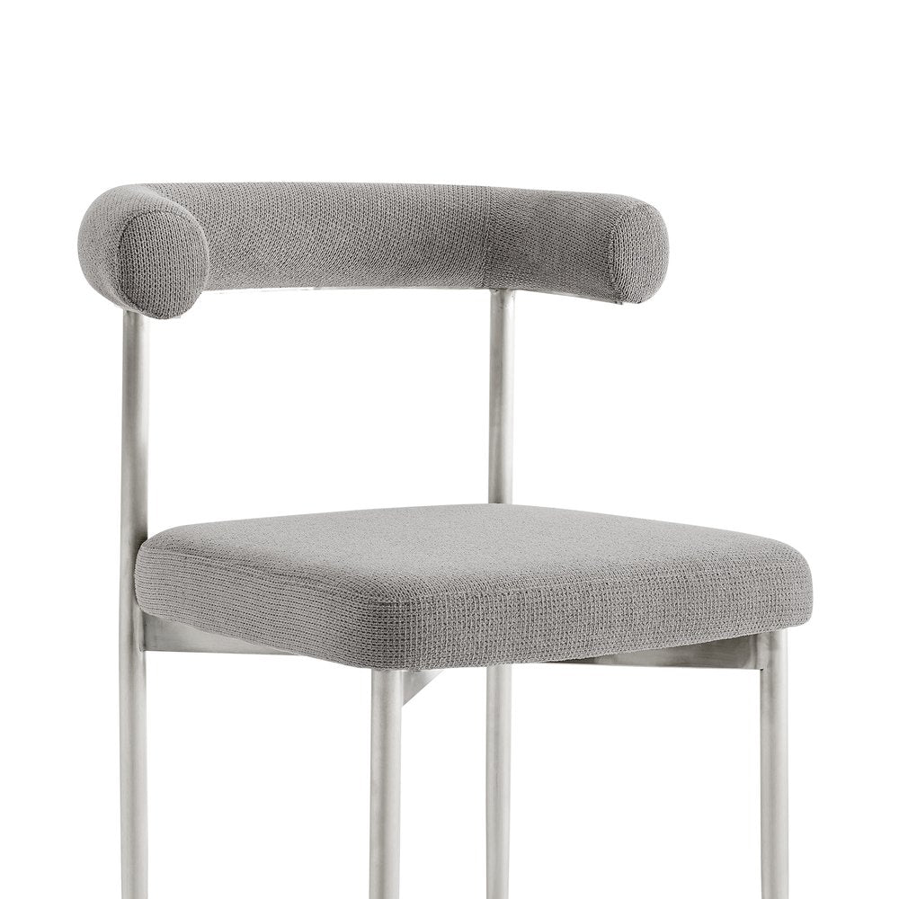 Set of Two Gray And Silver Upholstered Polyester Open Back Dining Side Chairs — view 8