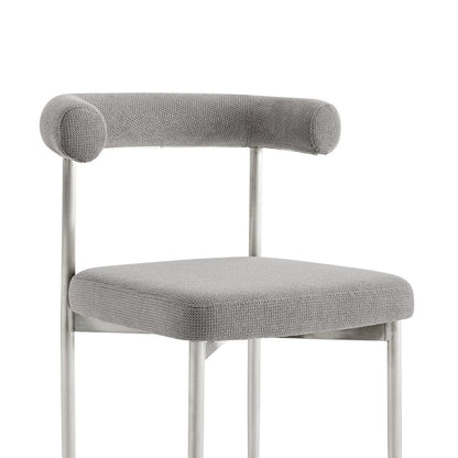 Set of Two Gray And Silver Upholstered Polyester Open Back Dining Side Chairs HomeRoots