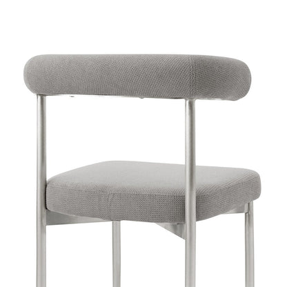 Set of Two Gray And Silver Upholstered Polyester Open Back Dining Side Chairs HomeRoots