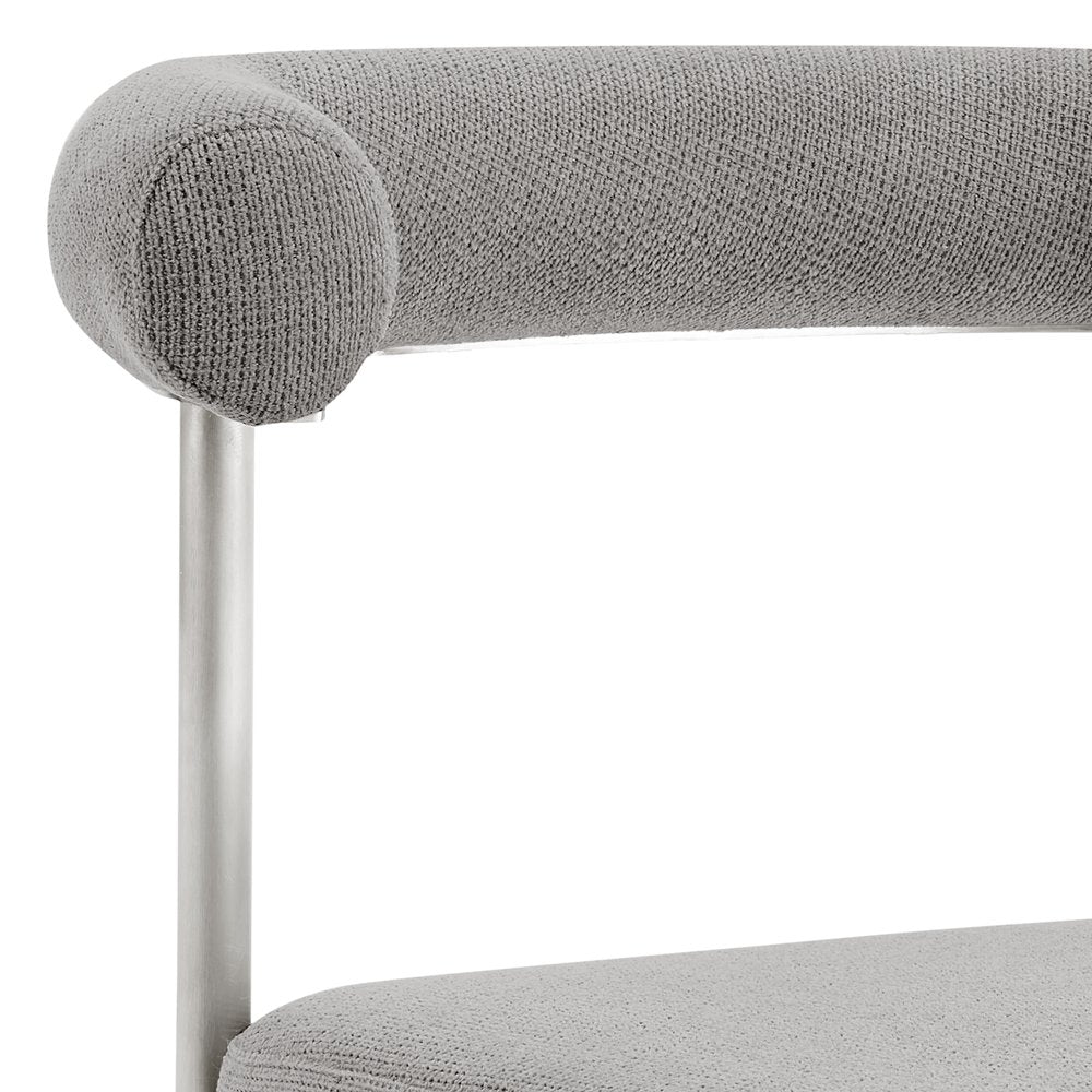 Set of Two Gray And Silver Upholstered Polyester Open Back Dining Side Chairs HomeRoots