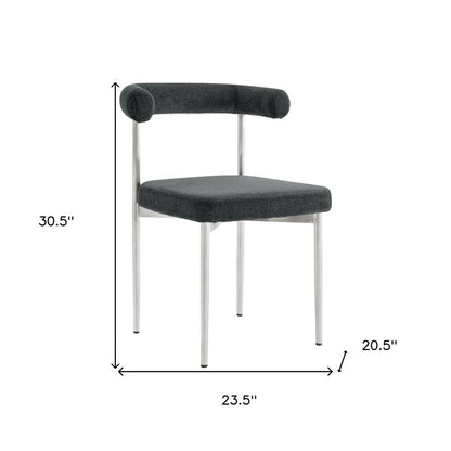 Set of Two Gray And Silver Upholstered Polyester Open Back Dining Side Chairs HomeRoots