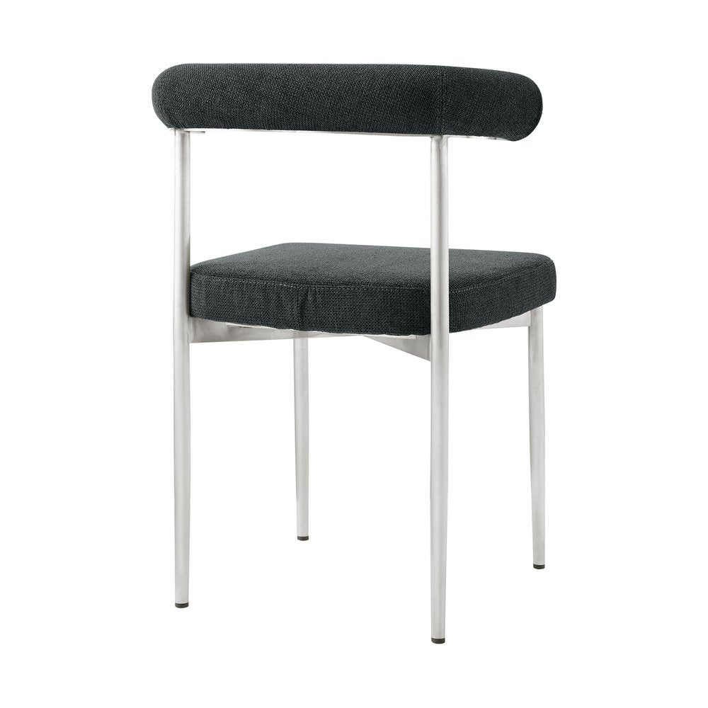 Set of Two Gray And Silver Upholstered Polyester Open Back Dining Side Chairs HomeRoots