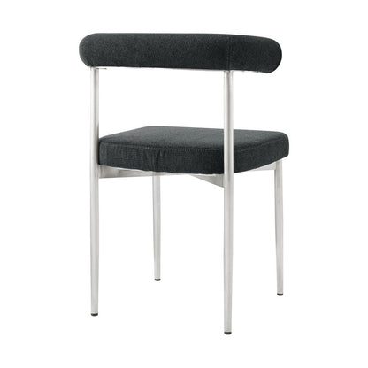Set of Two Gray And Silver Upholstered Polyester Open Back Dining Side Chairs HomeRoots