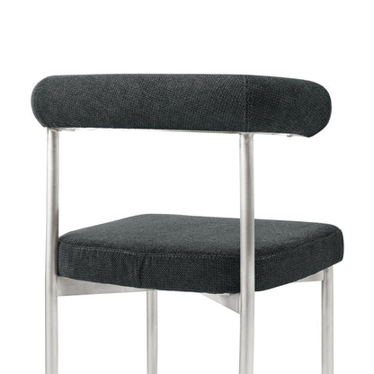 Set of Two Gray And Silver Upholstered Polyester Open Back Dining Side Chairs HomeRoots