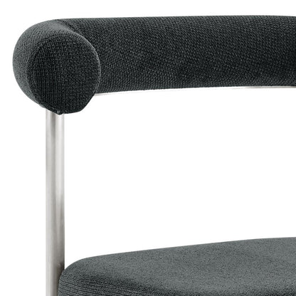 Set of Two Gray And Silver Upholstered Polyester Open Back Dining Side Chairs HomeRoots