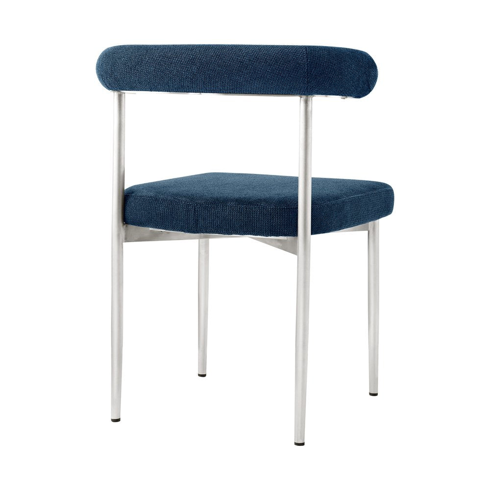Set of Two Blue And Silver Upholstered Polyester Open Back Dining Side Chairs — view 4