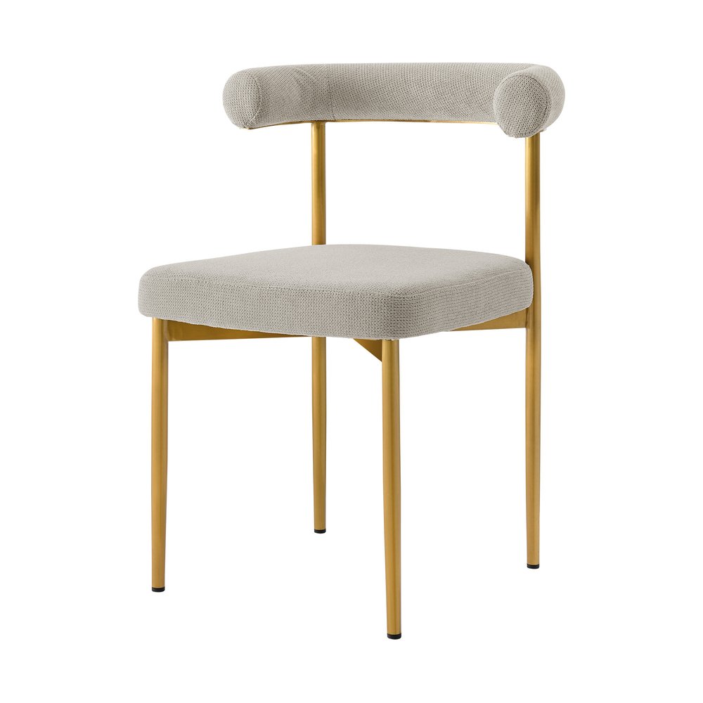 Set of Two Gray And Gold Upholstered Polyester Open Back Dining Side Chairs HomeRoots